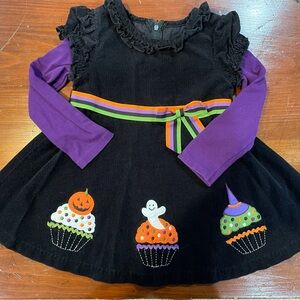 Festive Cupcake Kids Dress - Black and Purple